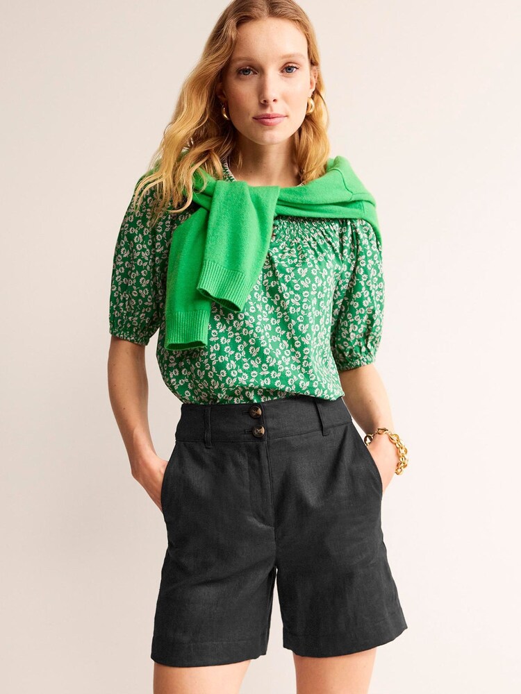 Boden Black Westbourne 100% Linen Shorts - Image 1 of 5