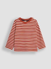 JoJo Maman Bébé Green Highland Cow Print & Stripe Long Sleeve 2-Pack Tops - Image 4 of 5