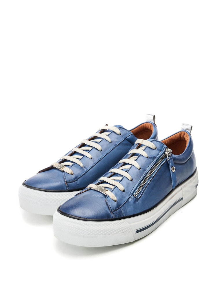 Moda In Pelle FILICIAN CHUNKY LEATHER TRAINER WITH ZIP AND LACE-UP CLOSURE - Image 3 of 5
