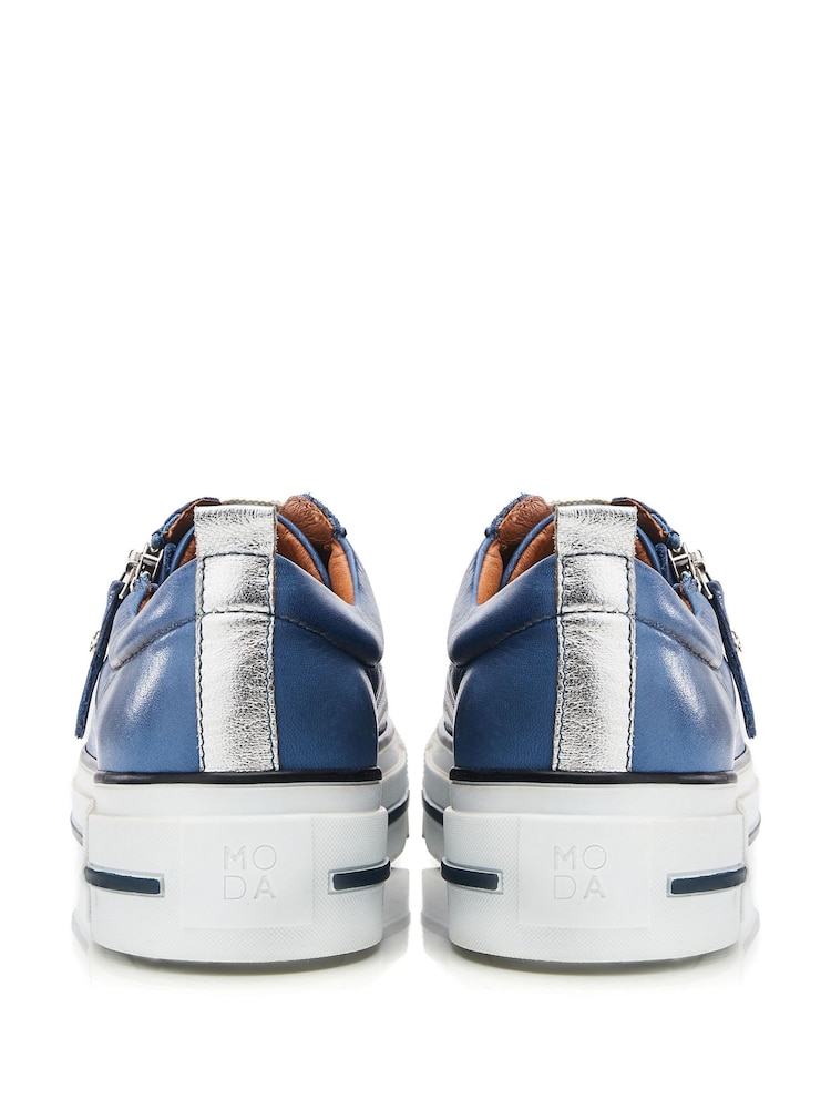 Moda In Pelle FILICIAN CHUNKY LEATHER TRAINER WITH ZIP AND LACE-UP CLOSURE - Image 4 of 5