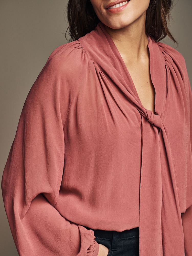 Laura Ashley Rose Pink Pussy Bow Blouse - Image 6 of 6