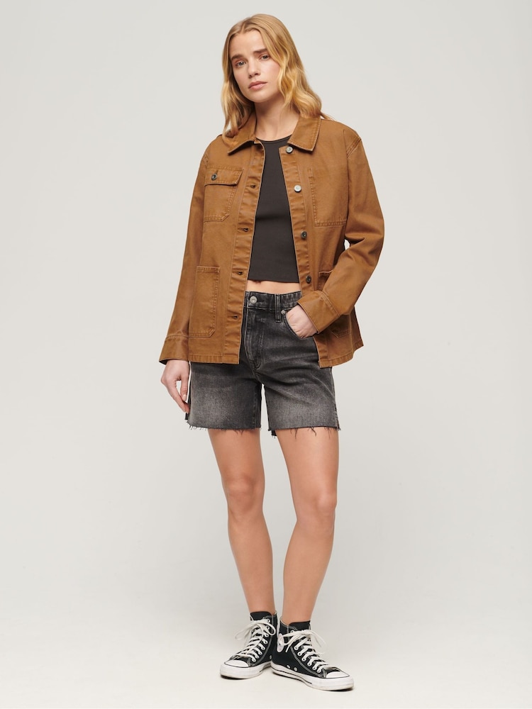 Superdry Brown 100% Cotton Canvas Chore Jacket - Image 2 of 6