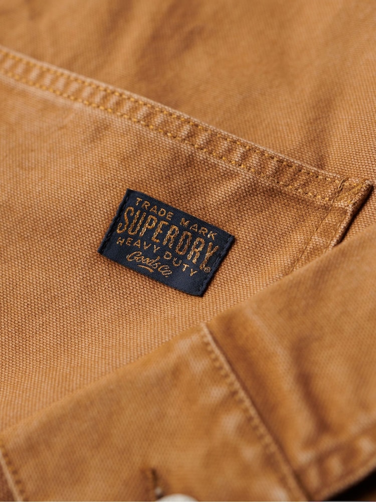 Superdry Brown 100% Cotton Canvas Chore Jacket - Image 6 of 6