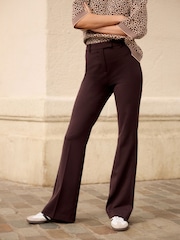 Burgundy Red High Waist Tailored Flared Trousers - Image 2 of 4