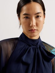 Ted Baker Blue Manami Pussybow Shirt Maxi Dress With Slit - Image 3 of 6