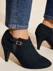 Friends Like These Navy Blue Standard Fit Mid Heeled Zip Buckle Shoe Boot - Image 5 of 8