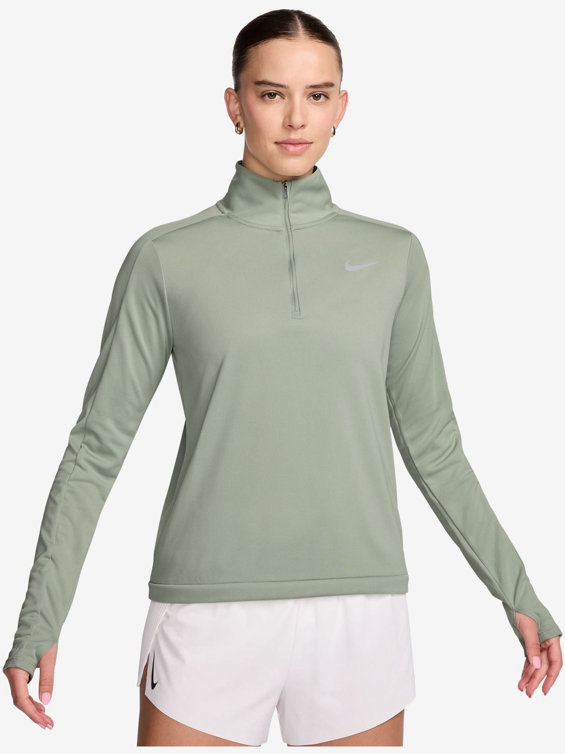 Nike women's half zip green best sale