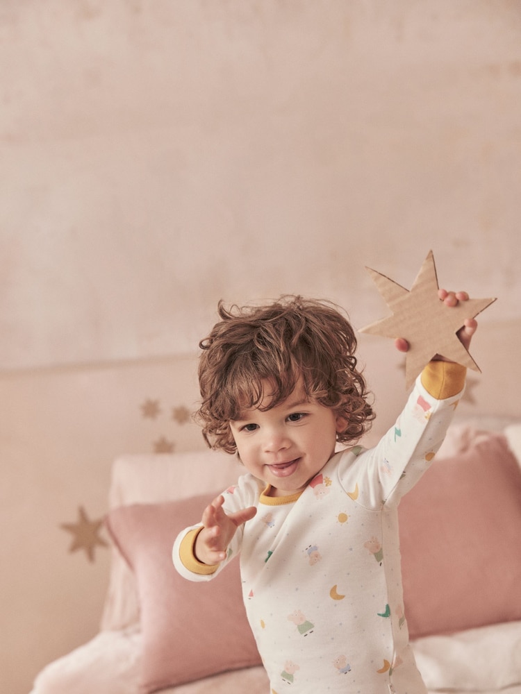 MORI Cream Cotton and Bamboo Peppa Pig Print Pyjama Set - Image 2 of 6