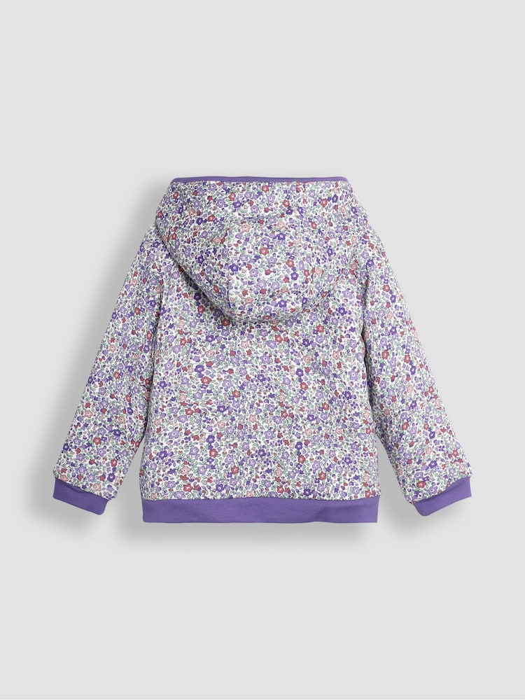 JoJo Maman Bébé Lilac Purple Unicorn Floral Cotton Appliqué Cosy Hoodie - Image 2 of 4