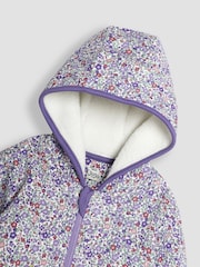 JoJo Maman Bébé Lilac Purple Unicorn Floral Cotton Appliqué Cosy Hoodie - Image 3 of 4
