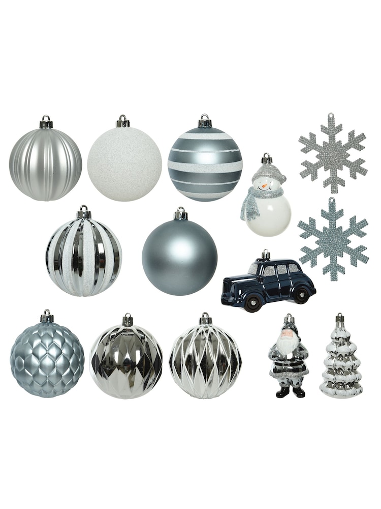 Decoris Blue Decoris 25 Piece Shatterproof Christmas Baubles - Image 2 of 3