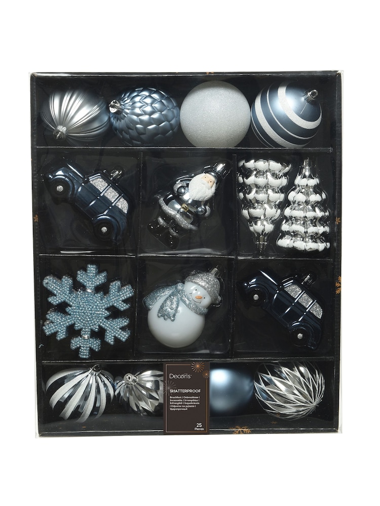 Decoris Blue Decoris 25 Piece Shatterproof Christmas Baubles - Image 3 of 3