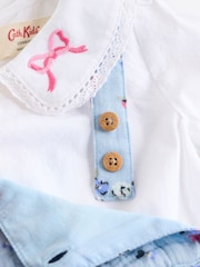 Cath Kidston Blue Floral Baby Woven 100% Cotton Dungarees & Long Sleeve Blouse Set - Image 7 of 10