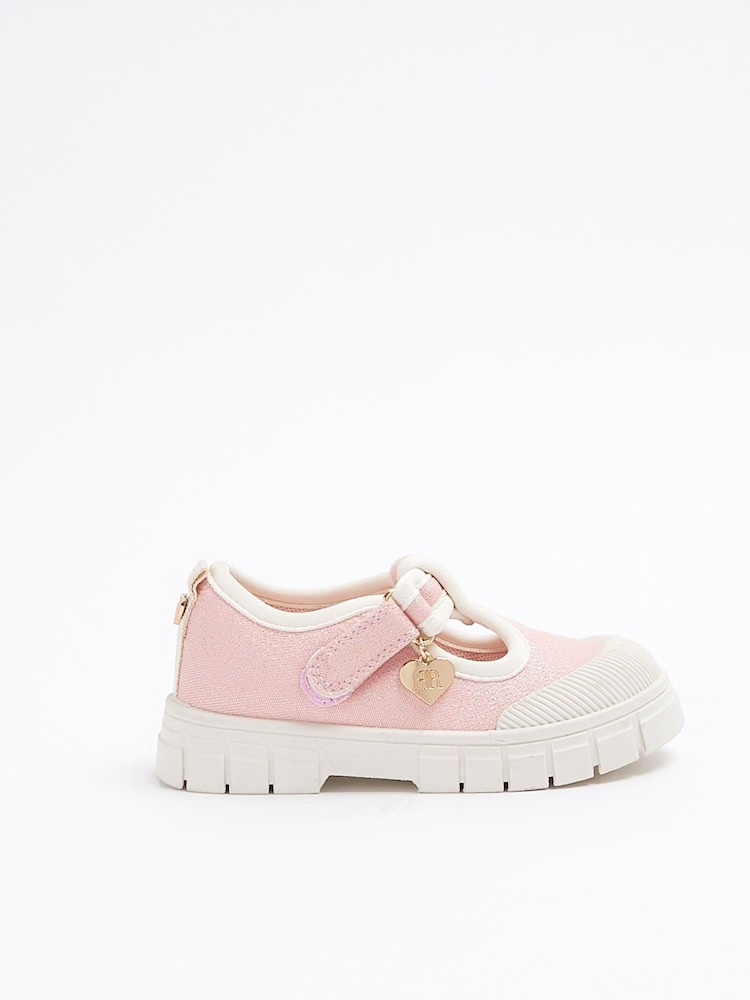 River Island Pink Girls Canvas Mary Jane Shoes - Image 1 of 4