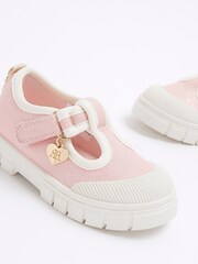 River Island Pink Girls Canvas Mary Jane Shoes - Image 4 of 4