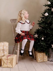JoJo Maman Bébé Red Christmas Tartan Blouse and Skirt Set - Image 1 of 8
