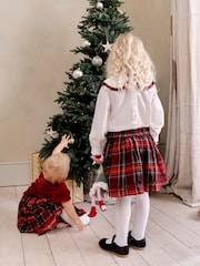 JoJo Maman Bébé Red Christmas Tartan Blouse and Skirt Set - Image 2 of 8