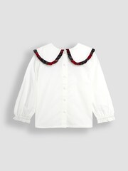 JoJo Maman Bébé Red Christmas Tartan Blouse and Skirt Set - Image 5 of 8