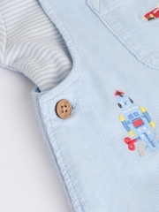 Cath Kidston Green Transport Baby Corduroy 100% Cotton Dungaree and Bodysuit Set - Image 10 of 12