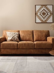 Barker and Stonehouse Brown Kansas Leather 3 Seater Sofa - Image 1 of 7