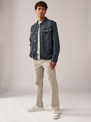 Smoke Grey Denim Trucker Jacket with Dragon Embroidery - Image 4 of 12