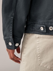 Smoke Grey Denim Trucker Jacket with Dragon Embroidery - Image 6 of 12