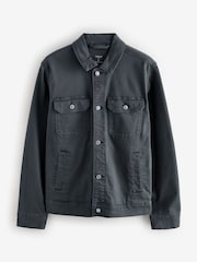 Smoke Grey Denim Trucker Jacket with Dragon Embroidery - Image 7 of 12
