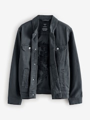 Smoke Grey Denim Trucker Jacket with Dragon Embroidery - Image 8 of 12