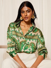 Friends Like These Green Printed Long Sleeve Button Through Shirt - Image 1 of 4