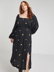 Simply Be Black Peach Embroidered Dress - Image 1 of 5