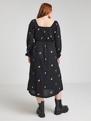 Simply Be Black Peach Embroidered Dress - Image 2 of 5