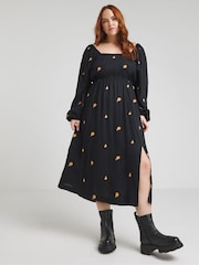 Simply Be Black Peach Embroidered Dress - Image 3 of 5