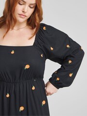 Simply Be Black Peach Embroidered Dress - Image 4 of 5