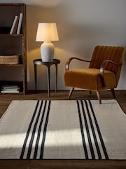 The Set Natural Cotton Stripe Woven Herringbone Flatweave Rug - Image 1 of 3