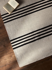 The Set Natural Cotton Stripe Woven Herringbone Flatweave Rug - Image 2 of 3