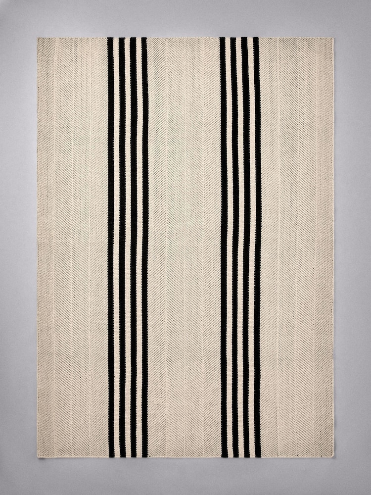 The Set Natural Cotton Stripe Woven Herringbone Flatweave Rug - Image 3 of 3
