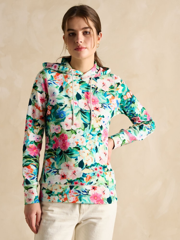 Joules Marlston Floral Cotton Rich Slim Fit Hoodie - Image 1 of 7
