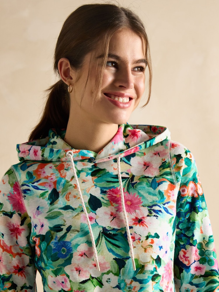 Joules Marlston Floral Cotton Rich Slim Fit Hoodie - Image 5 of 7