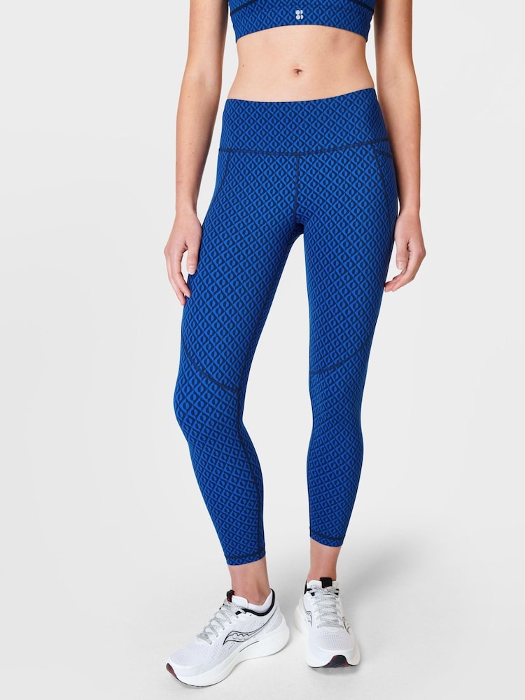 Blauer Trägeransatz/Geo-Print - Sweaty Betty Power Workout-Leggings - Bild 1 von 9 Blauer Trägeransatz/Geo-Print - Sweaty Betty Power Workout-Leggings - Bild 1 von 9