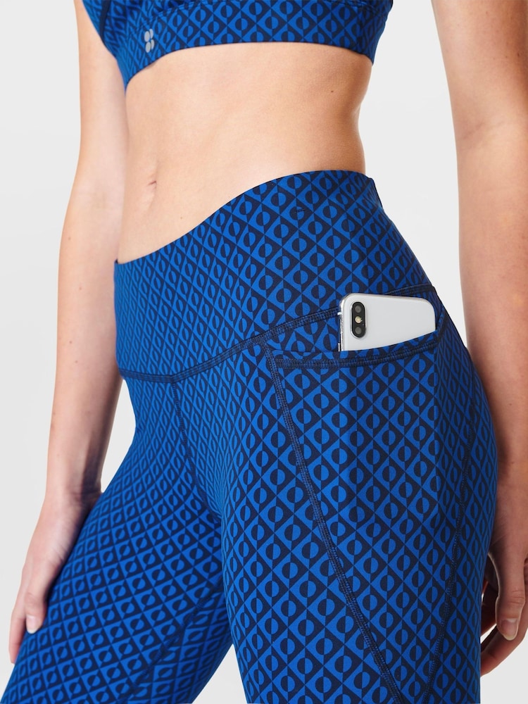 Sweaty Betty Blue Apex Geo Print 7/8 Length Power Workout Leggings - Image 5 of 9