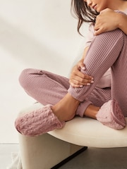 Pink Recycled Faux Fur Mule Slippers - Image 2 of 7
