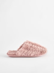Pink Recycled Faux Fur Mule Slippers - Image 4 of 7