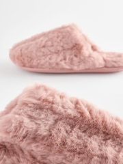 Pink Recycled Faux Fur Mule Slippers - Image 5 of 7