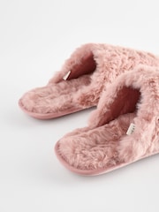 Pink Recycled Faux Fur Mule Slippers - Image 6 of 7