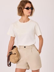Mint Velvet White Cotton Embellished T-Shirt - Image 1 of 7