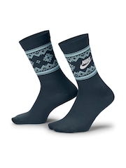 Nike Blue Essential Crew Fairisle Pattern Winter Socks 1 Pack - Image 1 of 4