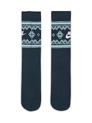 Nike Blue Essential Crew Fairisle Pattern Winter Socks 1 Pack - Image 2 of 4