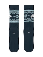 Nike Blue Essential Crew Fairisle Pattern Winter Socks 1 Pack - Image 3 of 4
