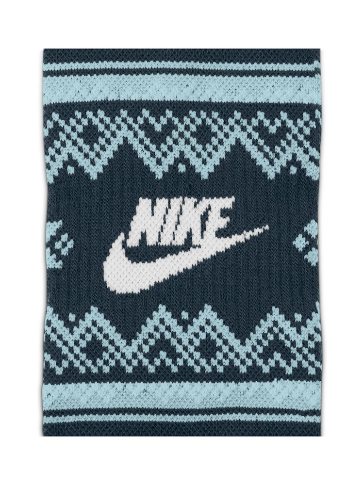 Nike Blue Essential Crew Fairisle Pattern Winter Socks 1 Pack - Image 4 of 4