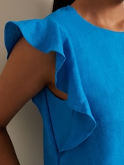 Phase Eight Blue Petite Aubrey Linen Blend Frill Jumpsuit - Image 4 of 7